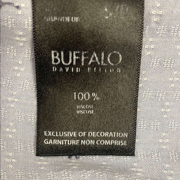 Buffalo David Bitton Light Blue Floral Blouse Flutter Sleeves Tie Front Size S - Picture 11 of 12